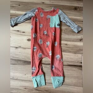 Cozy Balloon Print Bodysuit - Coral and Mint